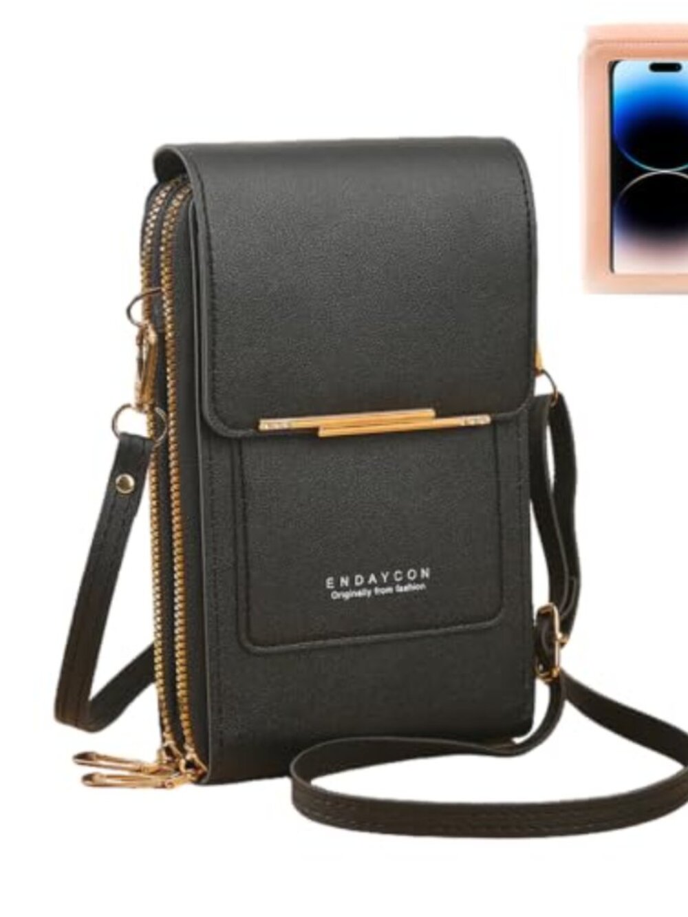 Touch Screen Crossbody Phone Wallet Faux Leather RFID Women Travel Purse